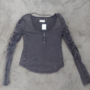 We The Free Charcoal Long Sleeve Top